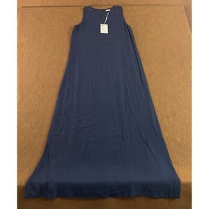 Point Womens X-Small Navy Blue Sleeveless Lined Georgette Column Maxi Dress NWT